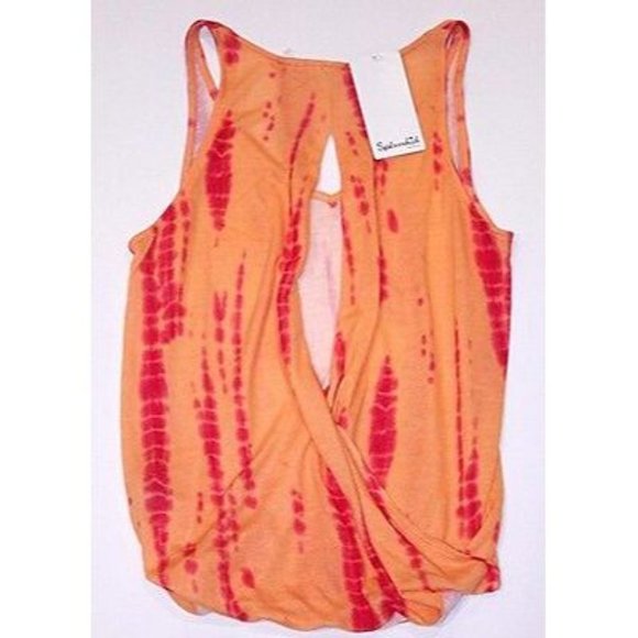 SPLENDID Boho Chic TIE DYE Slub ST.TROPEZ  Knit TOP Open Back CROSSOVER Rayon S - Picture 4 of 4